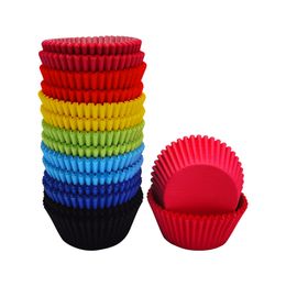 Paper Baking Cups Muffins Wrappers Cupcake Liners Solid Colourful Grease Proof Food Grade Cake Moulds XBJK2203