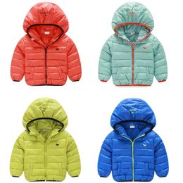 Winter Warm Unisex Red Blue Yellow Pink Black Dog Thickening Hooded Child Kids Baby Boy Girl Wadded Cotton-Padded Jacket LJ201125