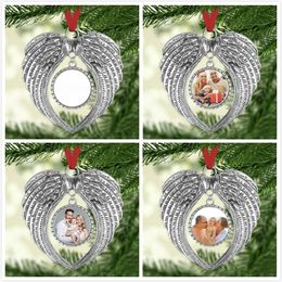 Fashion Blanks Christmas Ornament Decorations Angel Wings Shape Blank Gold Silver Charm Pendant That Can Add Pictures