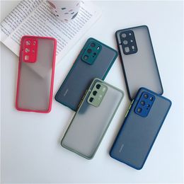 Luxury Color Frame Transparent Matte Phone Cases For Huawei P40 Lite E P30 Lite Mate 20 30 Pro Hard PC Protective Back Cover