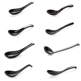 Soup Spoon Black Matte Ladle Spoon Plastic Japanese Style Melamine Tableware Anti-Fall Tortoise Shell