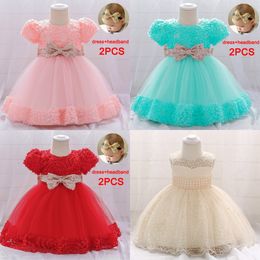 2020 Winter Beading Girl Tutu Dress 1st Birthday Dress For Baby Girl Child Clothes Christening Party Princess Dresses Ceremony Q1223