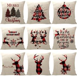 Xmas series pillow case printed linen pillow case car sofa cushion set Bed head Square throw pillow case T9I00855