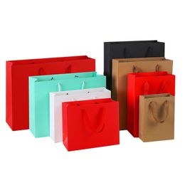garment packaging Australia - High Quality White Kraft Paper Packaging Bag Garment Gift Bag with Handles