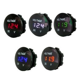 DC5V-48V Round Waterproof Auto Boat Car Motorcycle LED Panel Mini Digital Volt Voltage Meter Tester Monitor Display Voltmeter