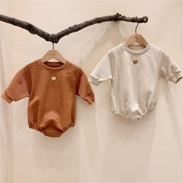 Baby Romper Bear Cartoon Newborn Baby Girls Boys Clothes Cotton Toddler Infant Jumpsuit Long Sleeve Overalls Baby Romper Korea 201028