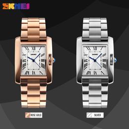 SKMEI casual ladies quartz watch elegant rose gold fashion 3Bar waterproof stainless steel strap relogio feminino