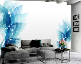 Fantasy Blue Flower 3d Wallpaper Wall Papers Home Decor Romantic Flower Decorative Silk 3D Photo Wallpaper