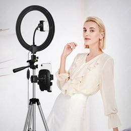 LED Video Ring Light with Tripod Stand for Phone Cirlce Lamp Ringlight with Phone Holder Beauty Lighting for Selfie Photo Makeup