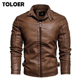 Spring Mens Leather Jacket New Arrival Fashion Vintage Leather Coat Men Stand Collar Military Bomber Jacket Male chaqueta hombre 201118