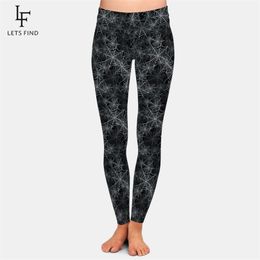 LETSFIND Women Workout Leggings Fashion 3D Spider's Web Print High Waist Elastic Fitness Soft Slim Full Plus Size 211221