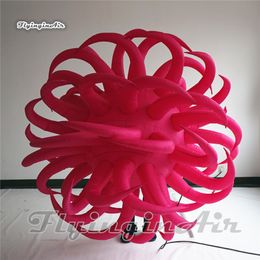 Customised Ceiling Decorative Lighting Inflatable Balloon 2m Pink Personalised Hanging Air Blown Globe With Tentacles For Party Decoration