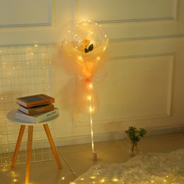 LED rose bobo ball Light Luminous Balloon Rose Bouquet Transparent Bubble Ball for Valentine's Day Gift Wedding Decoration sea ship GGA3844