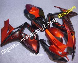 Fairings Body Kit For Suzuki 2006 2007 GSXR 600 750 K6 GSXR600 GSXR750 06 07 Orange Flame Black Bodywork Fairing kit (Injection molding)