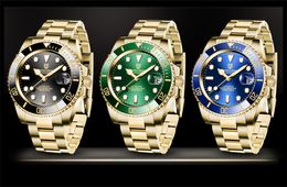 PAGANI Design Full Gold Green Ceramic Bezel Watch Dive Watches Automatic Mechanical Movement Men Stainless Steel Waterproof Wristw174S