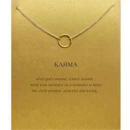 Lucky Choker Necklaces with Card Gold Silver Circle Pendant Necklace For Fashion women Jewellery KARMA