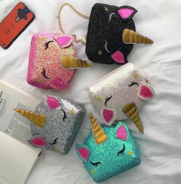 Glitter Unicorn Chain Bags Kids Cartoon Crossbody Shoulder Bags Designers Bags Fanny Pack Waist Bag Cute INS Coin Purse Wallet Pouches