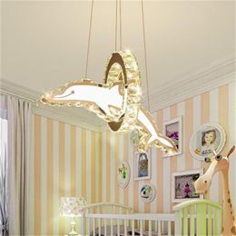 Modern stainless steel led crystal chandelier dolphin restaurant bar personality chandelier lighting children's room pendant lights