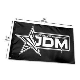 American Flags Eat Sleep JDM Flags Wall Art Dorm Decor - Cool Banners 3 x 5ft With Two Brass Grommets