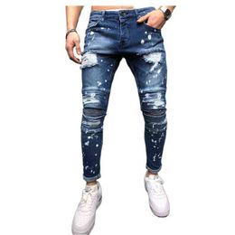 Calças de jeans para homens 2020 gradient cor rasgado jeans homens casuais finos fit homens skinny jeans homme marca motor motociclista hip hop zipper deni g0104