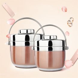 Efficient Insulation Lunch Box Travel Hiking Office School Portable Stainless Steel Food Container Double Layer Vacuum Bento Box 201029