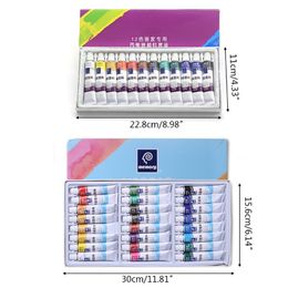 12ml 12/24 Color Professional Acrylic Paints SetPremium Water Color Pigment for Artist Painting Drawing Art Supplies 201226