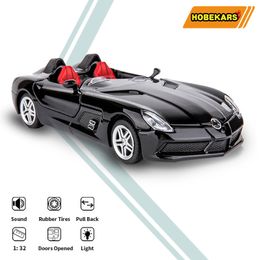 HOBEKARS 1:32 Diecasts & Toy Vehicles Metal Alloy Simulation Model Convertible Sport Car Sound And Light Pull Back Car Toys LJ200930