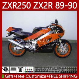 Full Bodywork Kit For KAWASAKI NINJA ZX Orange Black 2R 2 R R250 ZXR 250 ZX2R ZXR250 1989 1990 Body 84No.105 ZX-2R ZXR-250 89-98 ZX-R250 ZX2 R 89 90 Motorcycle Fairing