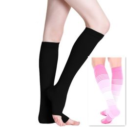 S-XL Elastic Open Toe Knee High Stockings Calf Compression Stockings Varicose Veins Treat Shaping Graduated Pressure Stockings Sport Socks