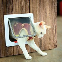 Cat Carriers,Crates & Houses Security Flap Door 4 Way Locking Lock ABS Plastic Pet Smart Controllable Switch Direction Doors