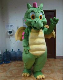 Factory sale hot the head green dragon mascot costume with wings for adult to weear Adult Fancy Dress Cartoon