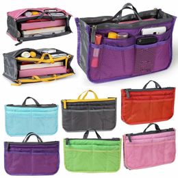 Double Zipper Cosmetic Space Save Bag Inside Bag Large Capacity Soft Polyester Cosmetics Storage Organizer Ladies Makeup Bag