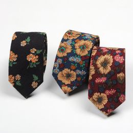 Bow Ties Men's Narrow Tie 6cm Sand Cotton Fashion Casual Flower Fine Necktie Men Gift Mens Accessories Formal Dress Neckwear Slim Tie1