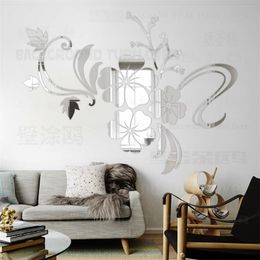 Mirror Wall Stickers Sticker Room Decoration Decor Bedroom Home Wallpaper For Walls In Rolls Hibiscus Leaf Flower Petals R076 201201