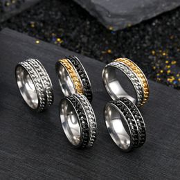 Double rotatable chains ring finger stainless steel spin band rings for Men Women hip hop fashion Jewellery will and sandy