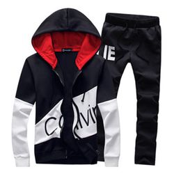 men set letter sportswear sweatsuit Mens 5XL large size sporting suits Tracksuit male sweat track suit jacket hoodie with pants 201109