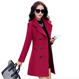 Autumn winter new fashion women's wool coat double breasted coat elegant bodycon cocoon wool long coat tops LJ201109