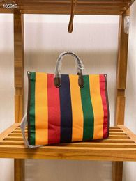 New Stripe Rainbow Large Bucket Bag Shopping bag women's striped shoulder bag the latest fashion pattern combined with classic printing