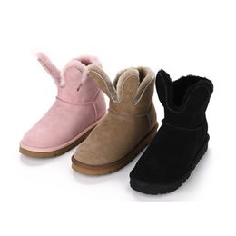 Hot Sale-High Quality Ladies Winter Snow Boots Fashion Martin Classic Short Bow Boots Ankle Knee Bow Girls Mini Bailey boots size 35-39