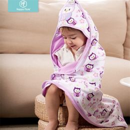 Happy Flute 78*78cm 1 pcs baby kids hooded bath towel / cartoon baby bathrobe / bath essential/ baby blanket Y200429