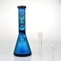 10" Sandblasting Glass Beaker Bong Hookahs Water Pipe Ice Catcher Dab Oil Rigs Tobacco Smoking Bongs Bubbler 14mm Bowl