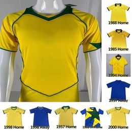 Vintage Clássico 1998 Brasil Soccer Jerseys 2002 Retro Camisas Carlos Romario Ronaldo Ronaldinho 2004 Camisa de Futebol 1994 Brasil 2006 1982 Rivaldo Adriano 999