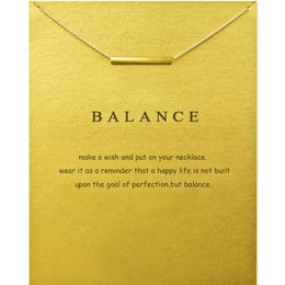 Bar Chocker Colar Necklaces Gold Silver With Card Pendant Necklace For Fashion Women Jewellery BALANCE