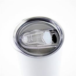 Promotional 20oz Diy Sublimation Tumbler Straight Cylinder Double Wall Stainless Steel Water Cup With Plasticl Straw Lid