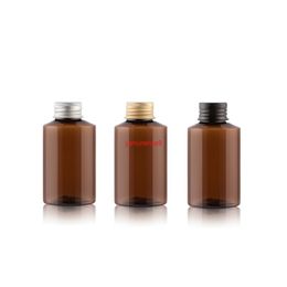 30pcs 100ml Brown green Cosmetic Bottle With Gold Silver Black Aluminum Screw Cap Toner Container Oil Plastic Bottlesbest qualtity