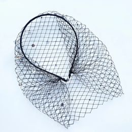 One Layer Black Bridal Hats Net Birdcage Face Veils Charming Crystal Beaded Elegant Women Wedding Evening Veil Fascinator with Com238H