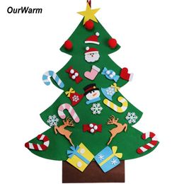 OurWarm DIY Felt Christmas Tree New Year Gifts Kids Toys Artificial Tree Wall Hanging Ornaments Christmas Decoration for Home Y200903