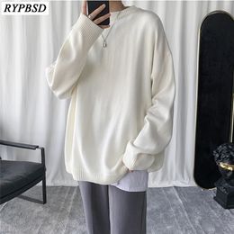 Cashmere Sweater Men Pullovers Oversize Solid Colour Korean Fashion Casual High Quality Loose Warm O-Neck Knitted Men Sweater XXL 201118