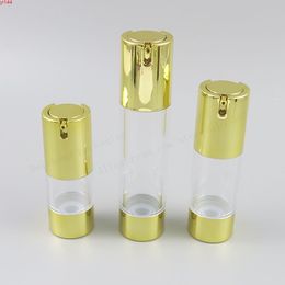 15ml 30ml 50ml Portable Clear Airless lotion Pump Bottle 1OZ Containe 30cc Lotion Packaging Gold Capgood qualtity