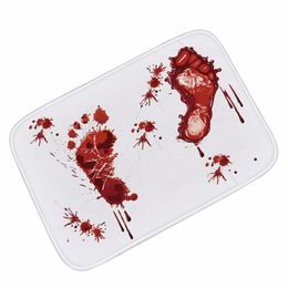 Scare Your Friends Bloody Footprint Non-slip Bathroom Rug Bath Mats Home Kitchen Door Floor mat Carpet 201116